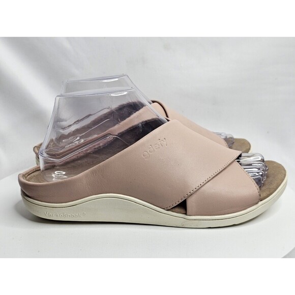 Gravity Defyer Sandals Pink Leather Slip On Slide Ortho Veroshock Shoes Womens 8 - Picture 2 of 8